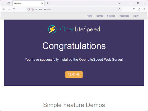 openlitespeed raspberry pi test page.jpg