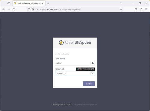 openlitespeed raspberry pi console login.jpg