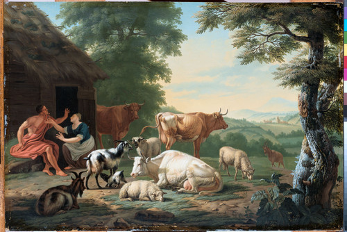 Gool, Jan van Аркадский пейзаж с пастухами и коровами, 1763, 42,5 cm х 63 cm, Дерево, масло