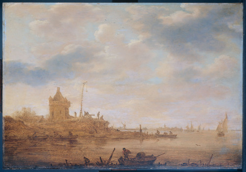 Goyen, Jan van Вид на реку с караульной башней, 1644, 45,9 cm x 66,4 cm, Дерево, масло