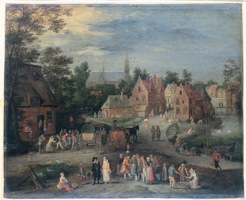 Gijsels, Pieter Фламандская деревня, 1691, 27,5 cm x 34 cm, Медь, масло