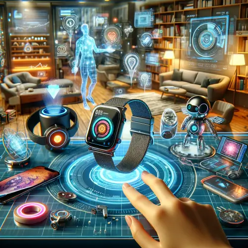 DALL·E 2024 02 04 14.25.20 An engaging and futuristic image showcasing the latest technological tren.webp