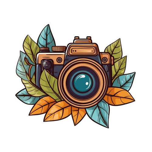 camera with branches green leaves intertwined camera cartoon style 878783 7207.jpg
