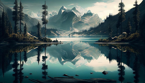 uma pintura de um lago de montanha com uma montanha ao fundo 188544 9126.jpg