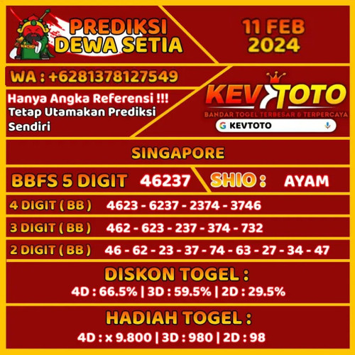 prediksi togel toto 4d singapura minggu 11 febuari 2024