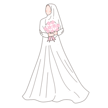 pngtree illustration of a beautiful muslim bride hijab wedding dress png image 6386298.png