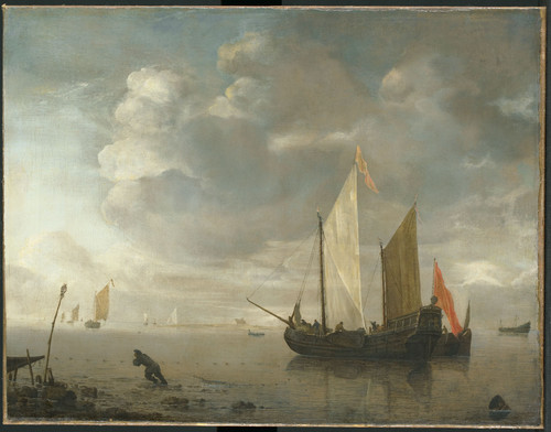 Dubbels, Hendrick Jacobsz Спокойное море, 1676, 48,5 cm х 62,5 cm, Холст, масло