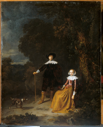 Dou, Gerard Портрет пары на фоне пейзажа, 1675, 76 cm х 62,5 cm, Дерево, масло