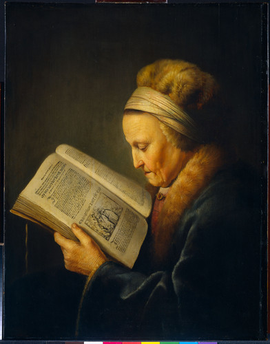 Dou, Gerard Старая женщина читает (Мать Рембрандта), 1635, 71 cm х 55,5 cm, Дерево, масло