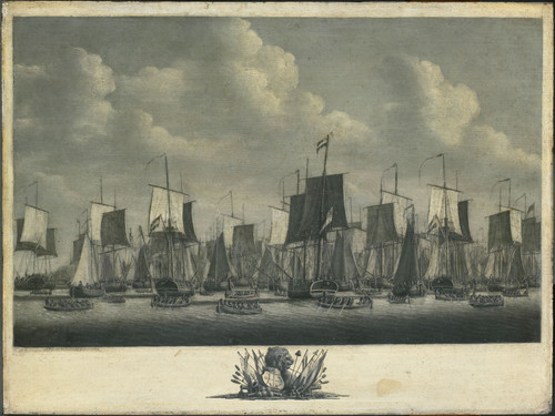 Hoogerheyden, Engel Флот покидает порт Флиссингена, 1804, 1805, 41,5 cm х 53,5 cm, Дерево, масло