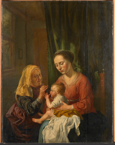 Hoogstraten, Dirk van Мадонна с младенцем и Святая Анна, 1630, 71,2 cm х 55,2 cm, Дерево, масло