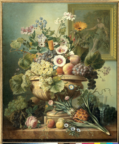 Eelkema, Eelke Jelles Натюрморт с цветами и фруктами, 1830, 90,5 cm x 76 cm, Холст, масло