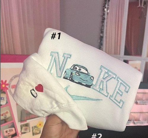Cars M.cque.en x S.al.ly Embroidered Sweatshirt, Custom Cars Couple Hoodie, Couple Matching Sweatshi.jpg