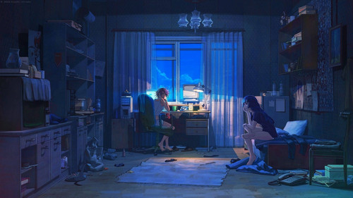 sleepover aesthetic anime art desktop lhj7zhn6c34g38ki.jpg