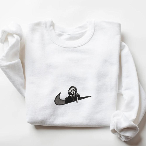 Ghost Face Embroidered Crewneck Sweatshirt, Halloween Logo Embroidered Sweatshirt.jpg
