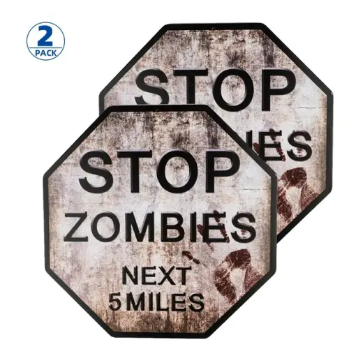 2 Pack Stop sign Zombies Next 5 Miles Metal wall art Novelty Octagon parking Sign.jpg 640x640.webp
