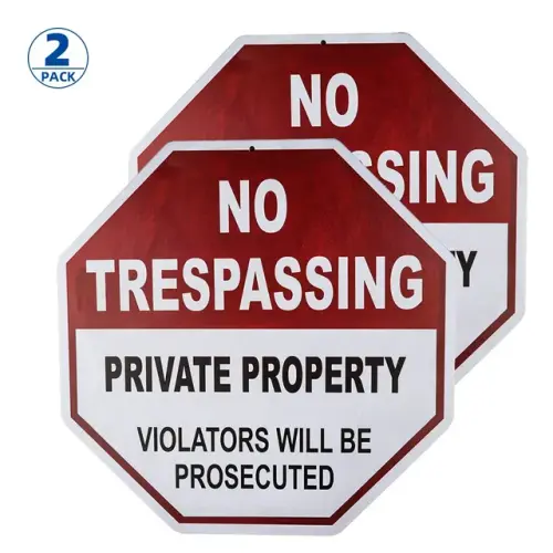 2 Pack No Trespassing Sign Private Property 12x12 Octagon Shaped Rust Free Metal UV Printed Easy.jpg.webp