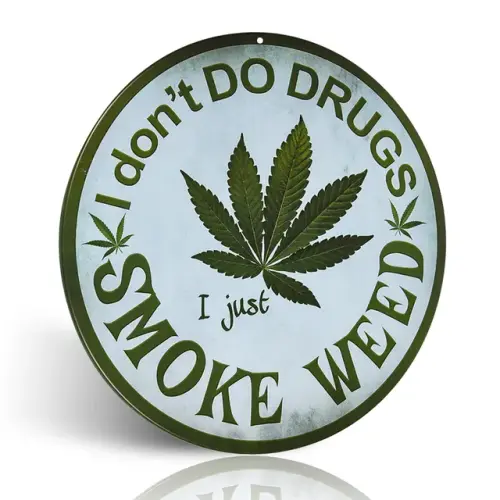 Funny Smoke Weed Novelty Metal Circular Sign.jpg 640x640.webp
