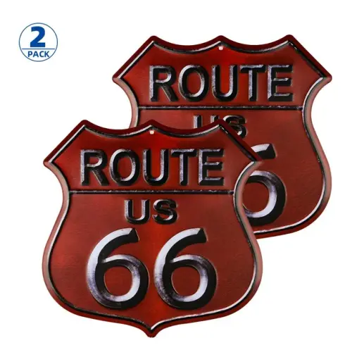 2 Pack Rusty Highway Route 66 Metal Sign US Made Vintage Rustic Garage Man Cave Wall.jpg 640x640.webp