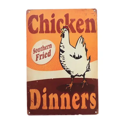 Kitchen wall decor Vintage Chicken Dinners Metal Signs.jpg 640x640.webp