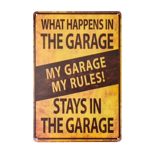 shabby chic Retro My Garage My Rules What Happens in the Garage Metal Novelty Sign Tool.jpg 640x640.webp