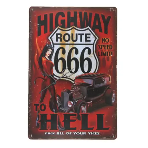 highway to hell Metal Sign vintage crosses wall sticker Home Decor pin up poster wall art.jpg 640x64.webp