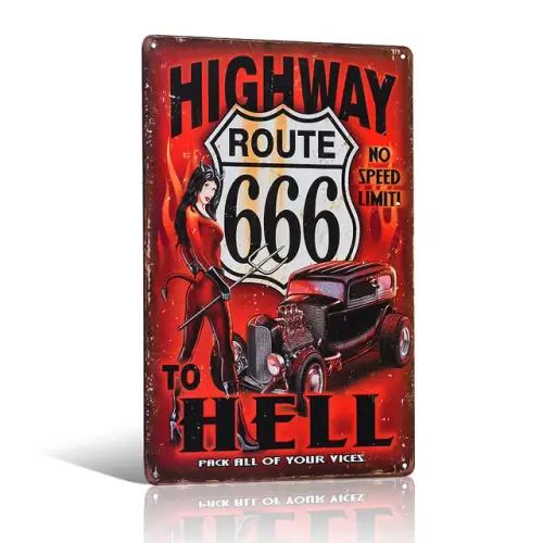 Route 66 Highway to Hell Devil Pin up girl Vintage Metal Poster Tin Sign Wall.jpg 640x640.webp