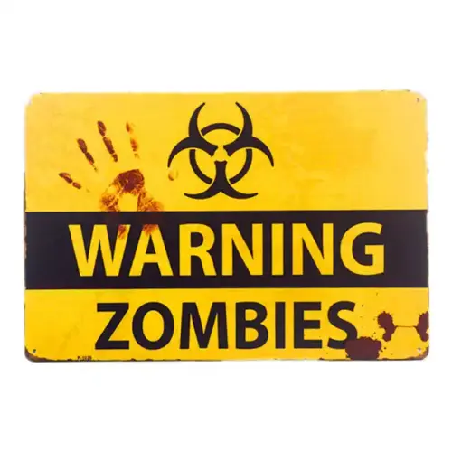 Shabby chic Retro ZOMBIE WARNING SIGNS HALLOWEEN POSTERS OUTBREAK.jpg 640x640.webp