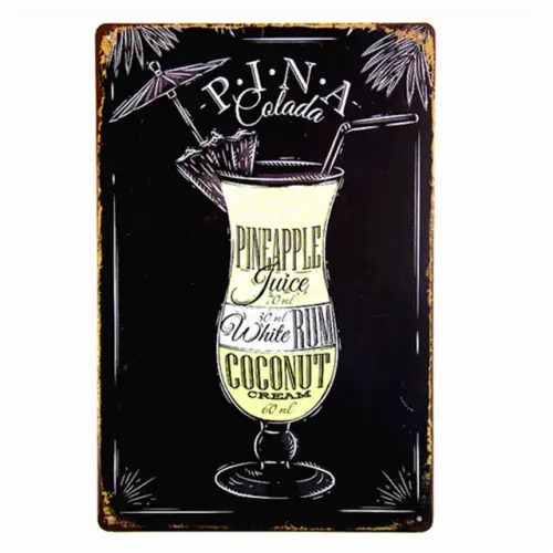Cocktails Pina Colada Plate Chic Sign Bar Shop Cafe Home Kitchen Decor.jpg 640x640.webp