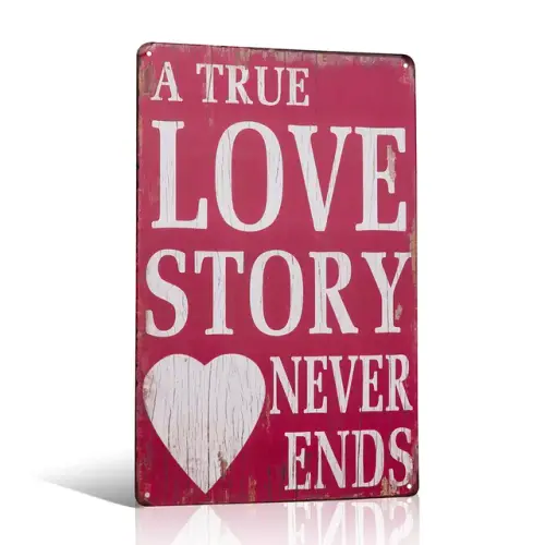 A True LOVE Story Never Ends Wall Quote Plaque Metal Sign Size 30x20cm.jpg 640x640.webp