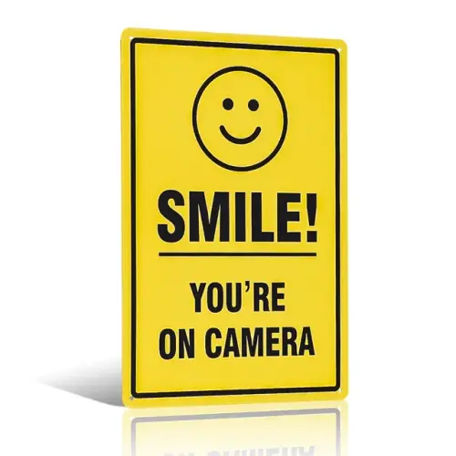 Smile You re On Camera Video Surveillance Sign Indoor or Outdoor Use for Home Business CCTV.jpg 640x.webp