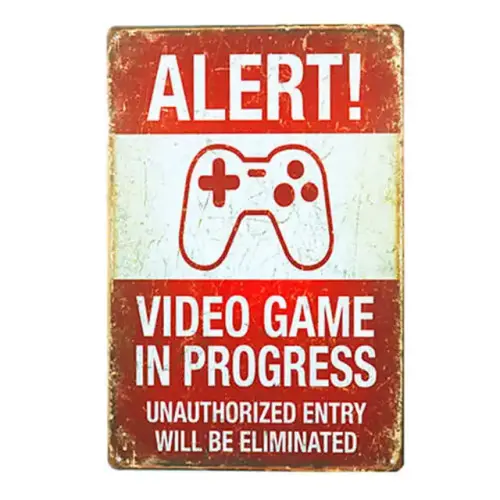 Funny Vintage Tin Sign Alert Video Games In Progress 8 x12 Man Cave.jpg 640x640.webp