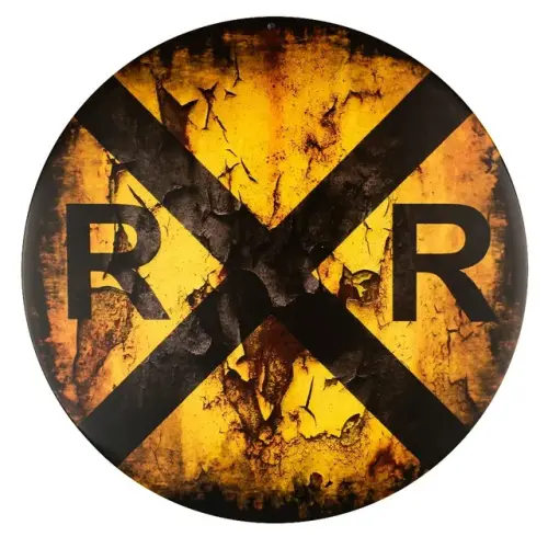 Vintage Railroad Crossing Wholesale Novelty Metal Circular Sign.jpg 640x640.webp