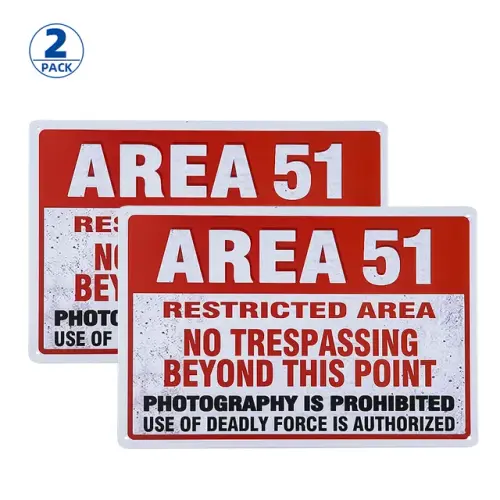 2 Pack Area 51 Metal Wall Sign Plaque Warning Alien Conspiracy Theory 8x12 inch.jpg 640x640.webp