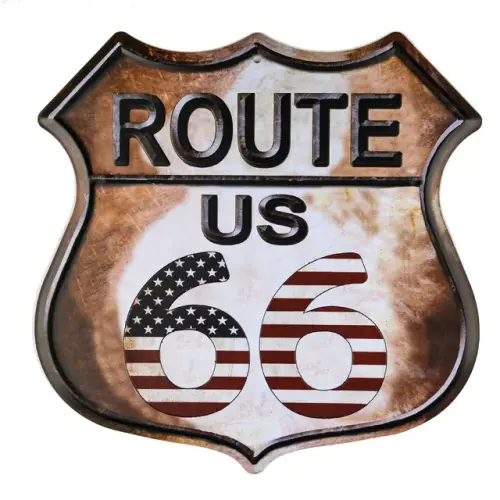 Route 66 American Flag Novelty Highway Vintage Retro Wall D cor Shield Metal tin Sign.jpg 640x640.webp