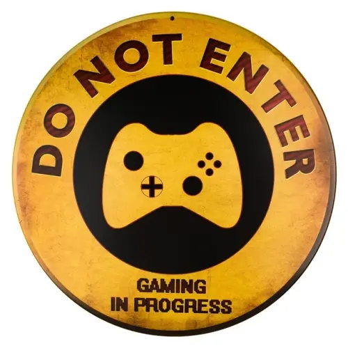 Do Not Enter Gaming in Progress Retro Rustic Novelty Metal Circular Sign.jpg 640x640.webp