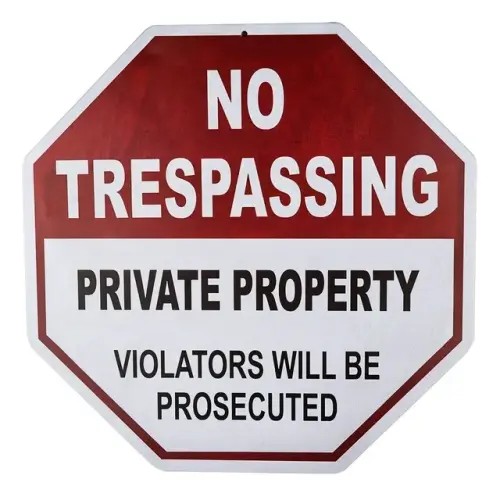 No Trespassing Sign Private Property 12x12 Octagon Shaped Rust Novelty Stop Sign.jpg 640x640.webp