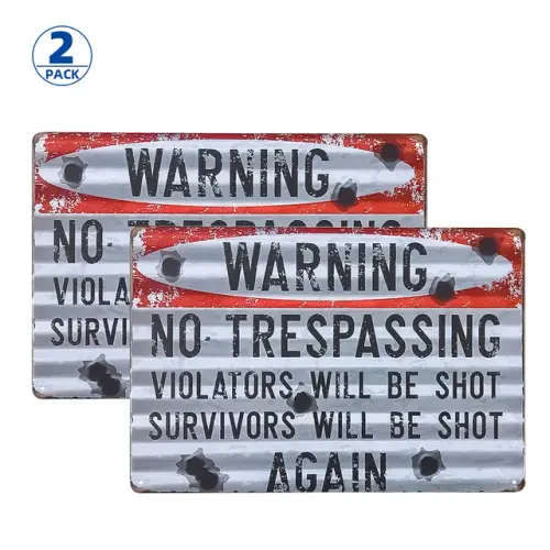 2 Pack No Trespassing Sign Violators Will Be Shot Weather Fade Resistant Easy Mounting Indoor Outdoo.webp