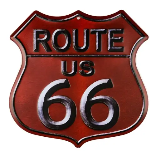 Garage art Route 66 Red Wholesale Metal Novelty Highway Shield.jpg 640x640.webp