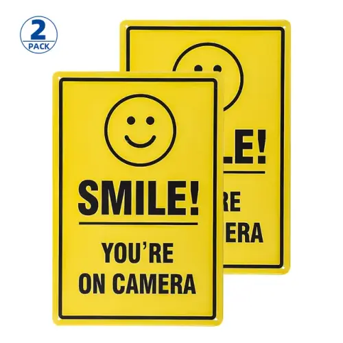 2 Pack Smile You re On Camera Video Surveillance Sign Indoor or Outdoor Use for.jpg 640x640.webp