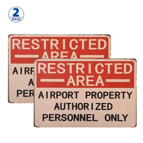 2 Pack Warning Restricted Area personnel only Vintage Look Reproduction Metal Yard Sign.jpg 640x640.webp