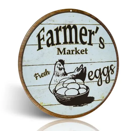 Vintage Look Tin Metal Sign 12 x 12 inch Farmers Market Fresh Eggs.jpg 640x640.webp