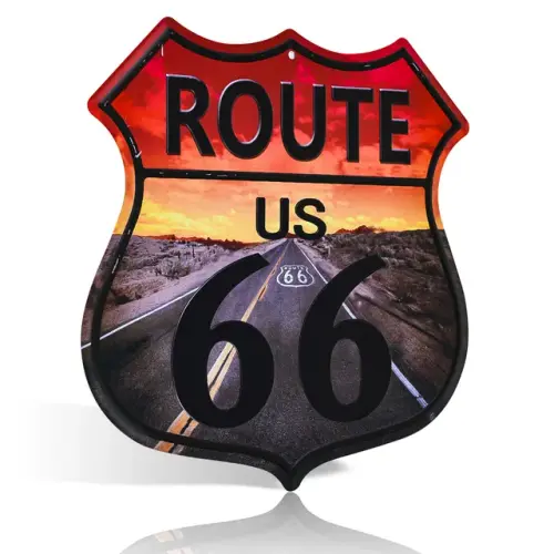 Route 66 Vintage Metal Sign with Highway Road.jpg 640x640.webp