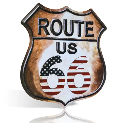 Route 66 Signs Vintage Road Signs with Polygon Metal Tin Sign for Wall Decor Art 11.jpg 640x640.webp