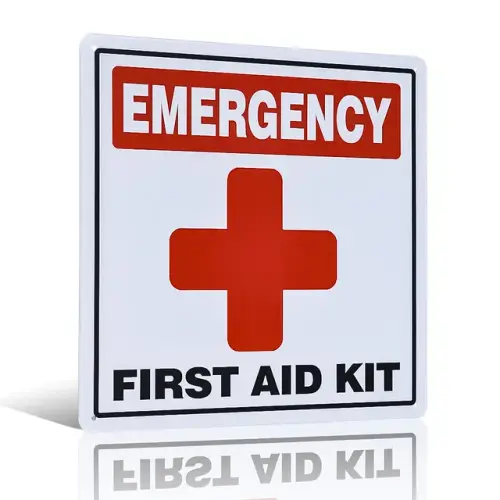 Outdoor Indoor 10 x 10 Emergency First Aid Kit Door Wall Medical Safety Warning Alert sign.jpg 640x6.webp