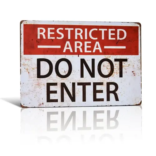 Restricted area do not enter Tin Metal sign House Cafe and Pub Bar Hanging Poster.jpg 640x640.webp