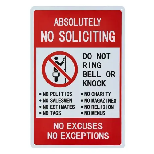 Absolutely No Soliciting Do Not Ring Bell Or Knock No Excuses No Exceptions Sign.jpg 640x640.webp