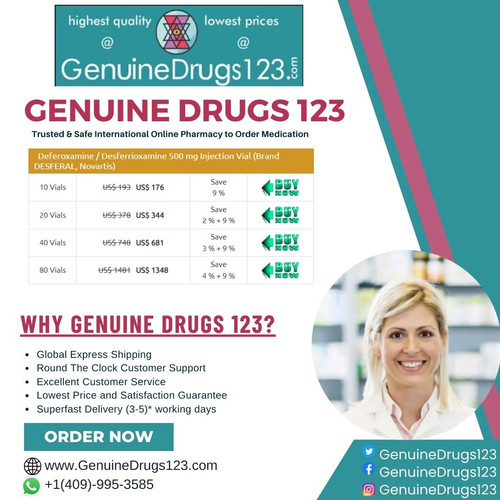 https://www.genuinedrugs123.com/107-Anti-Cancer-Drugs-Generic-Deferoxamine-Mesylate-Desferrioxamine-Brand-Desferal.aspx - Deferoxamine Desferal for sale: Safe your supply of this life-saving medication now! We offer fast shipment opportunities to confirm you receive your Deferoxamine Desferal promptly. Don't postpone—order today and gain peace of mind knowing you can access this important treatment without delay. Your health is our priority.


Find Other Products Information Like -
Zoladex Injection Price
Buy Zoladex
Zoladex Injection 10.8 Mg
Zoladex 3.6 Mg Injection Price
Zoladex 10.8 Price
https://www.genuinedrugs123.com/26-Anti-Cancer-Drugs-Generic-Goserelin-Brand-Zoladex.aspx