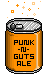 an orange soda can with small black text reading punk and guts ale