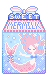 a pastel blue and pink milk carton with a mermaid and purple bow, text on it reads mermilk in all caps